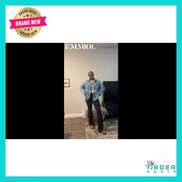 Oversized Denim Shirt Button Down Blouse Distressed Y2K Chic Fall Outfit - Picture 7 of 7